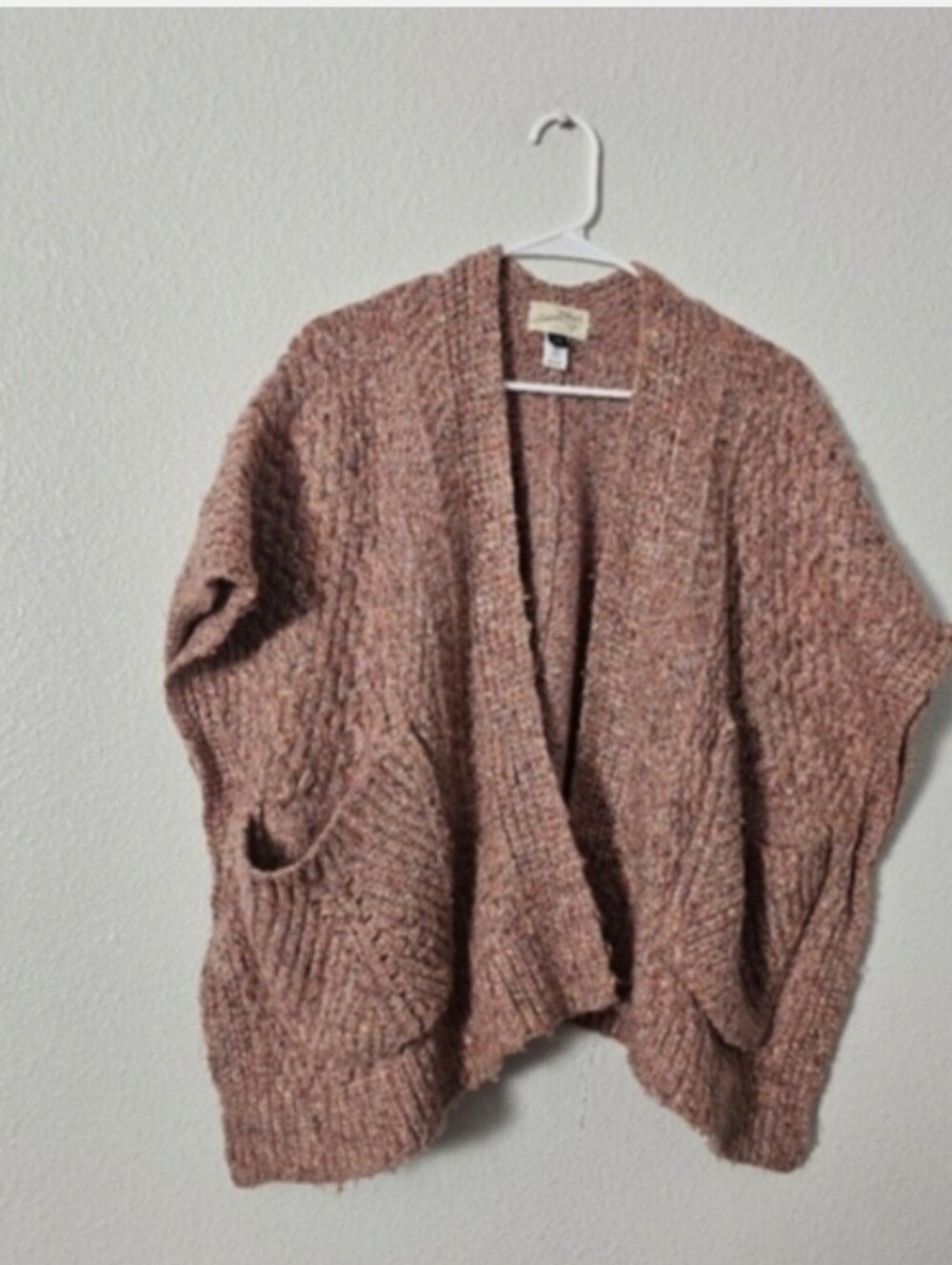 Cozy Open-Front Chunky Knit Cardigan Sweater - Dusty Ros e One Size